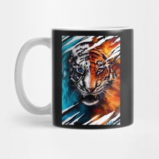 Fire And Ice Abstract Tiger Mug